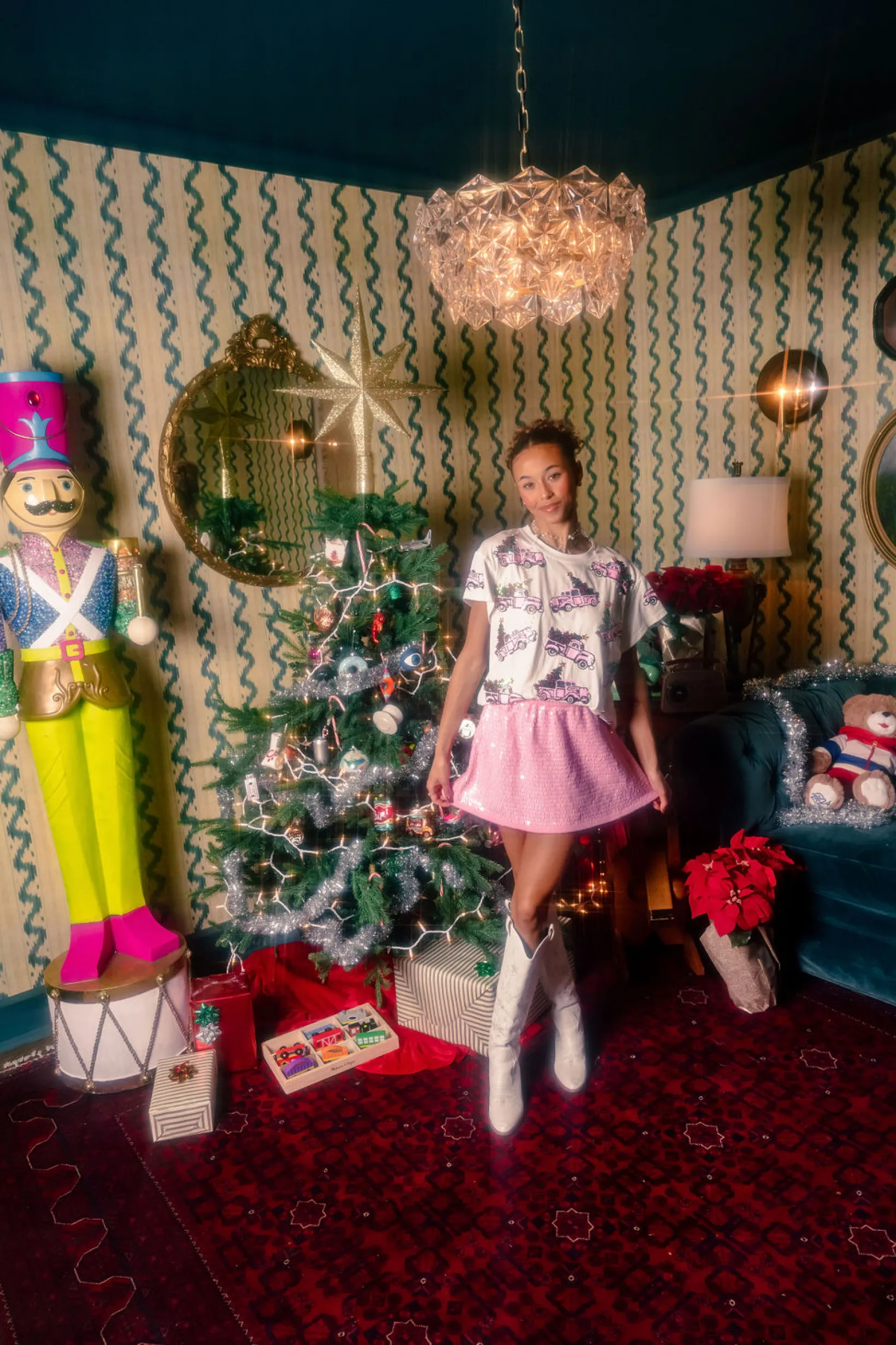 White Trucks With Christmas Trees Tee