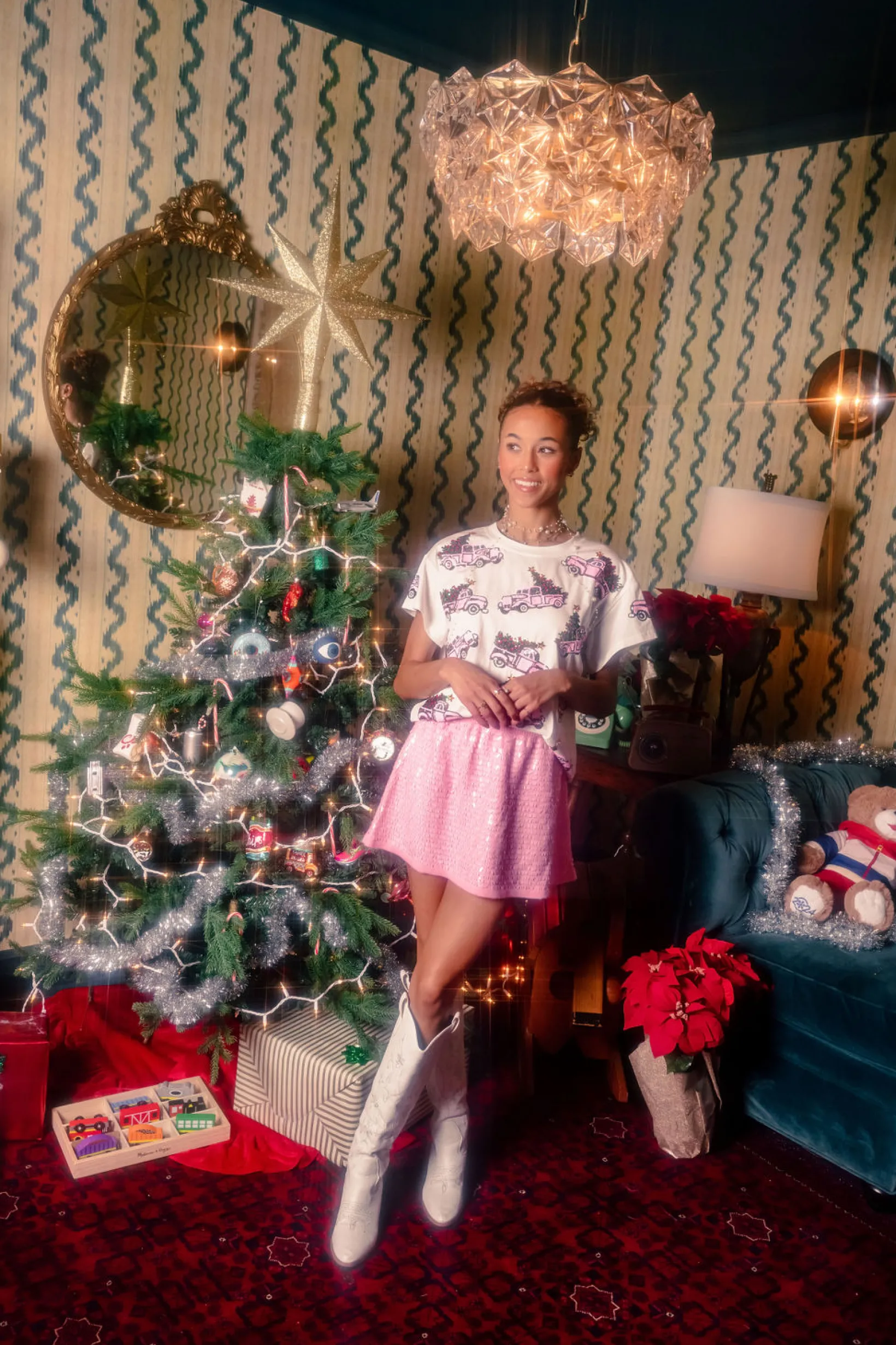 White Trucks With Christmas Trees Tee