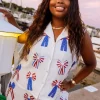 White USA Gauze Bow Tank