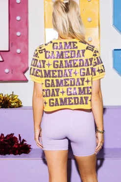 Yellow & Purple 'Gameday' All Over Top