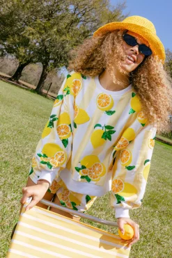 Yellow & White Stripe Lemon Sweatshirt