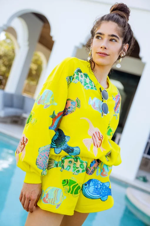 Yellow Green Multi Fish Sweatshirt