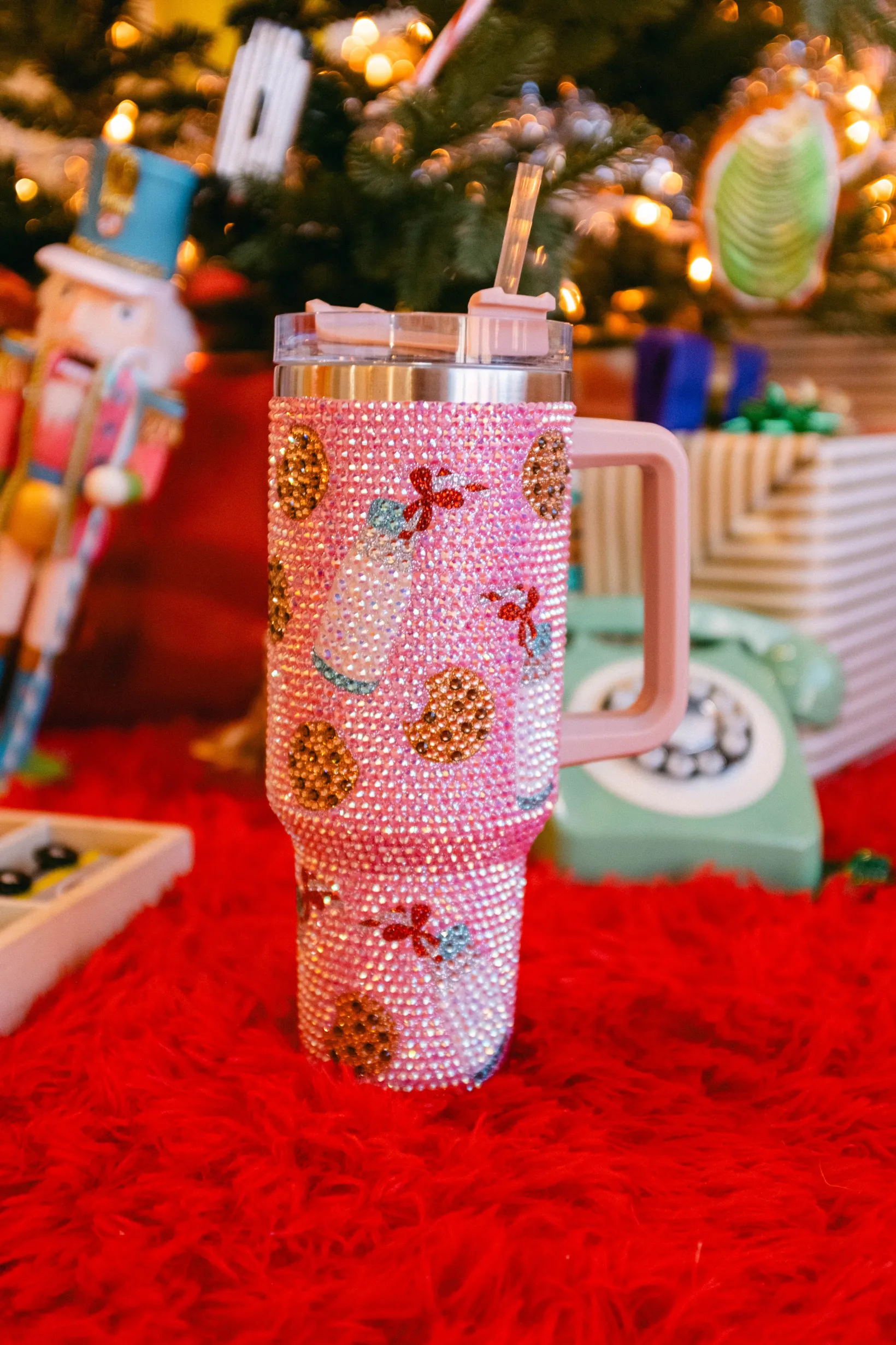 Light Pink Milk & Cookies Rhinestone Tumbler - Queen Of Sparkles
